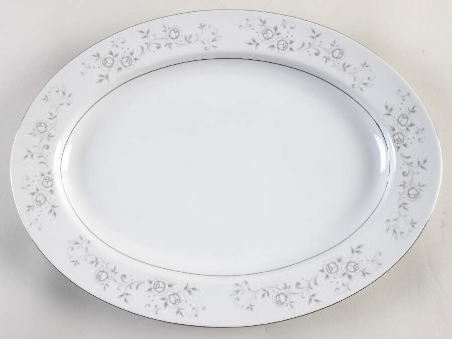Platinum Rose 14" Oval Serving Platter by Fine China of Japan-1