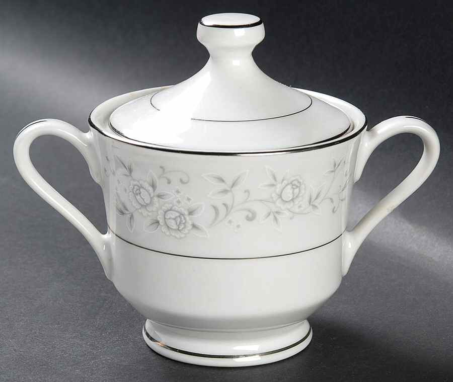 Platinum Rose Sugar Bowl & Lid by Fine China of Japan-1