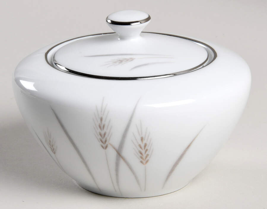 Platinum Wheat Sugar Bowl & Lid by Fine China of Japan-1