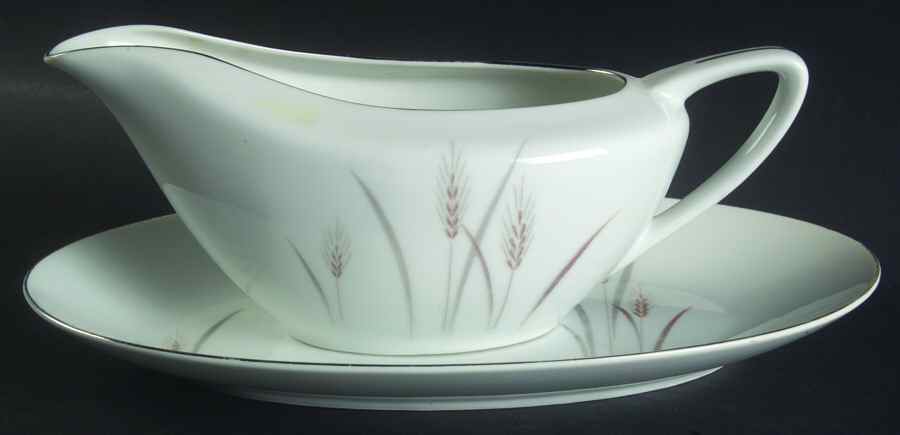 Platinum Wheat Gravy Boat & Underplate/Relish by Fine China of Japan-1