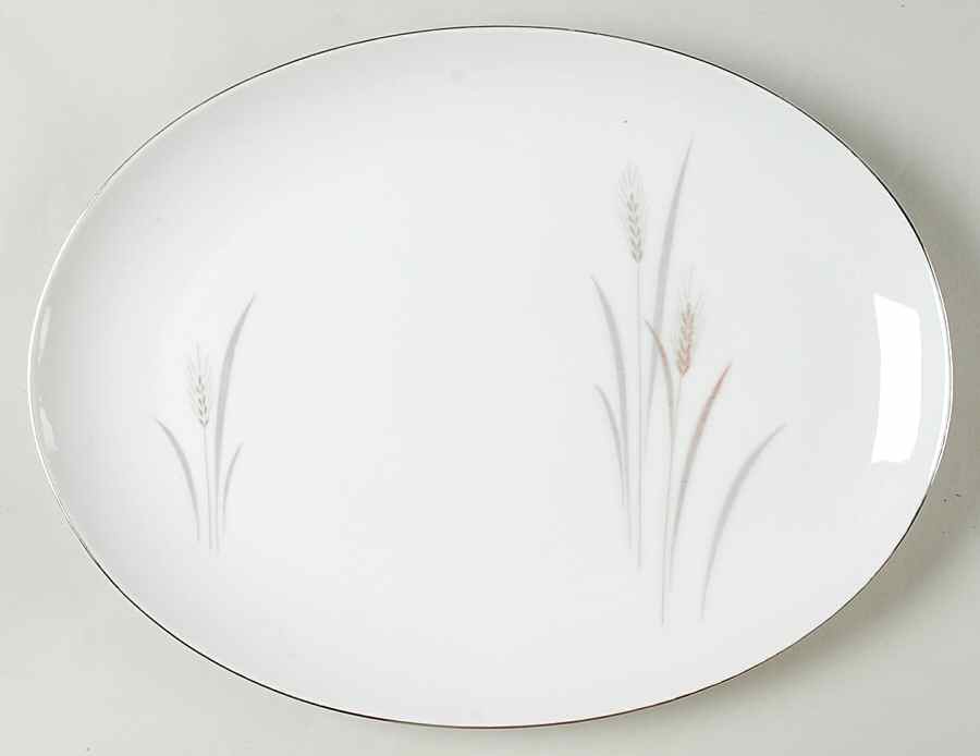 Platinum Wheat 14" Oval Serving Platter by Fine China of Japan-1