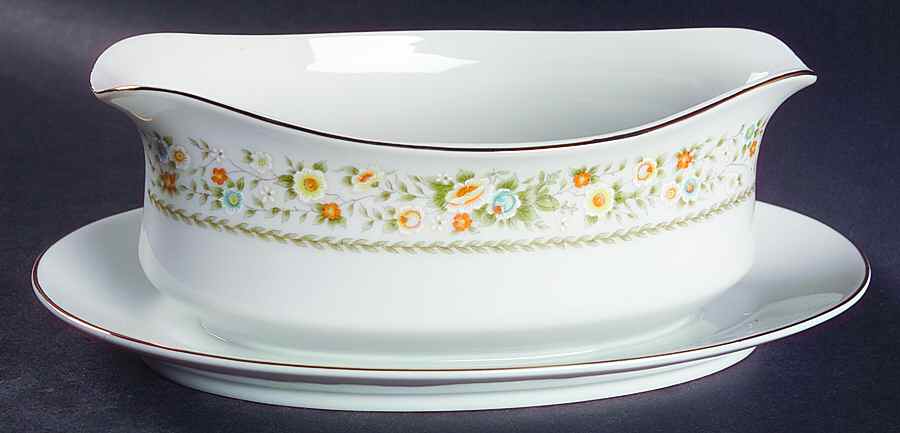 Priscilla Gravy Boat with Attached Underplate by Fine China of Japan-1