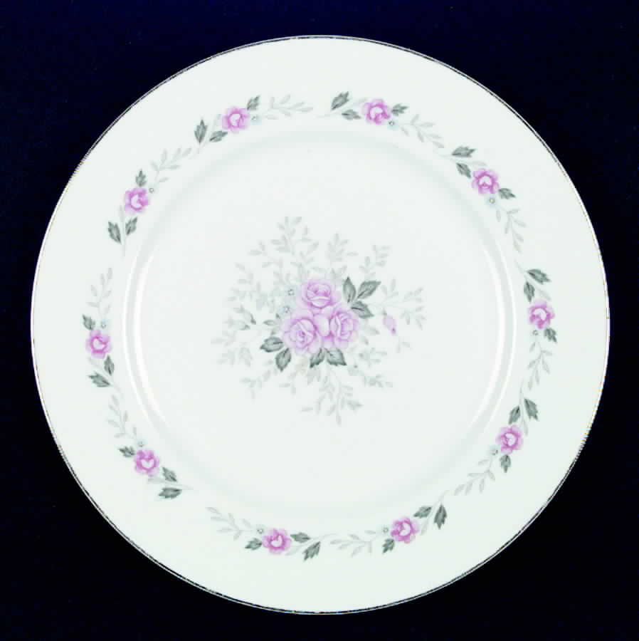 Pretty Rose Dinner Plate by Fine China of Japan-1