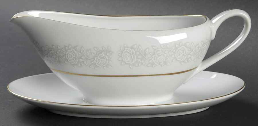 Queens Brocade Gravy Boat with Attached Underplate by Fine China of Japan-1