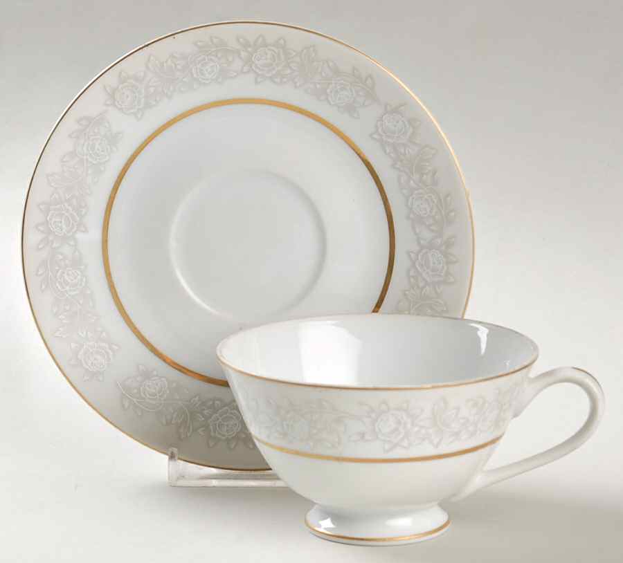 Queens Brocade Footed Cup & Saucer Set by Fine China of Japan-1