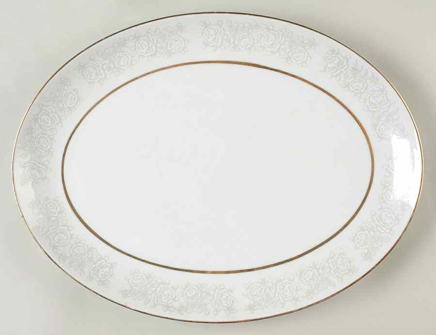 Queens Brocade 12" Oval Serving Platter by Fine China of Japan-1