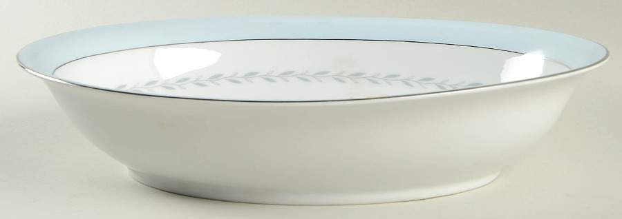 Regency (Blue Band, Platinum Trim) 10" Oval Vegetable Bowl by Fine China of Japan-1