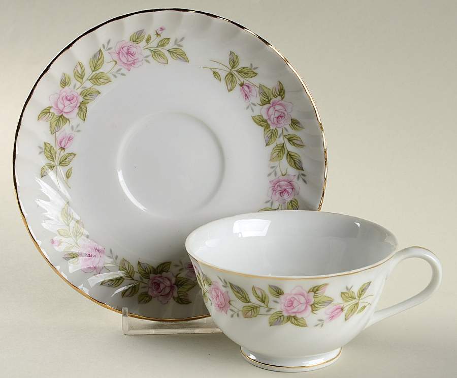 Rose Briar Footed Cup & Saucer Set by Fine China of Japan-1