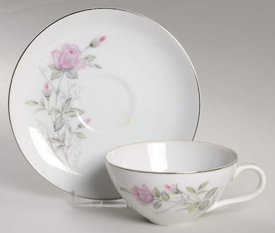 Romance Rose Flat Cup & Saucer Set by Fine China of Japan-1