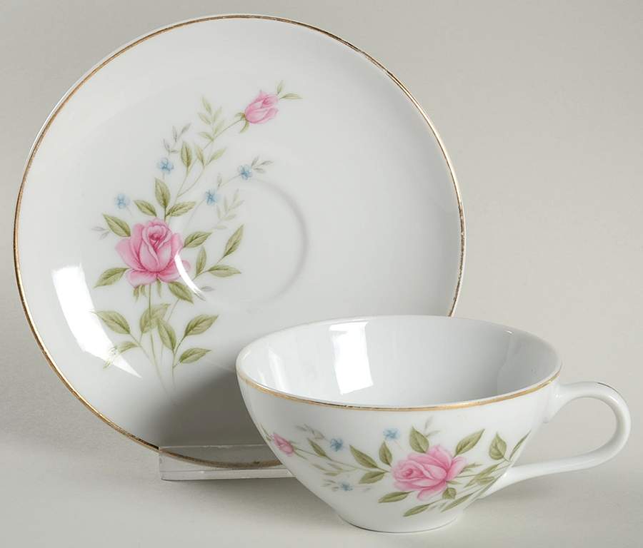 Rosanne Flat Cup & Saucer Set by Fine China of Japan-1