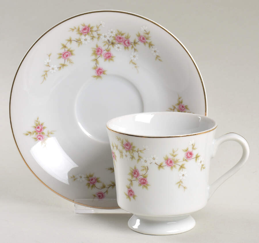 Rosette (Smooth) Footed Cup & Saucer Set by Sears-1