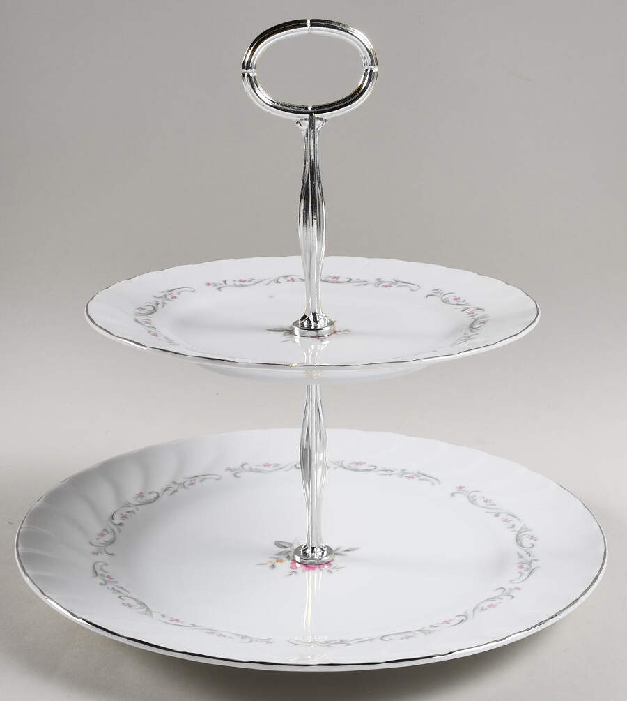 Royal Swirl 6 5/8"-10"  2 Tiered Serving Tray (Dp, Sp) HC by Fine China of Japan-1