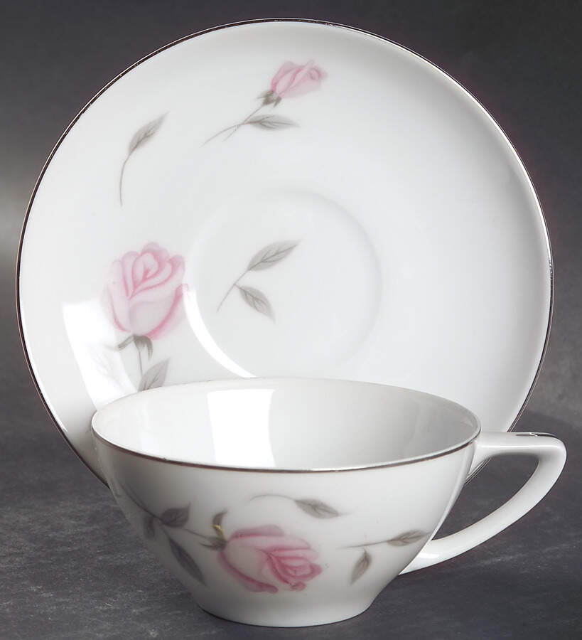Royalrose Flat Cup & Saucer Set by Fine China of Japan-1