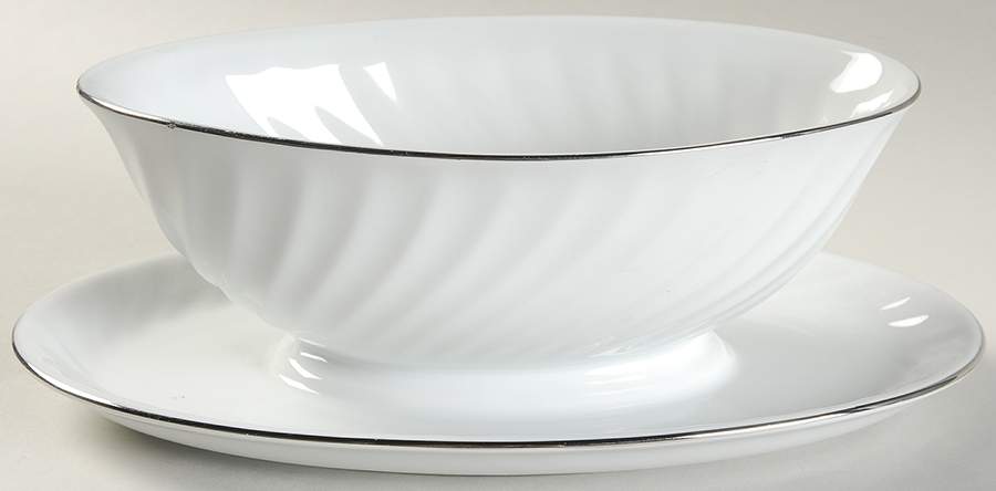 Silhouette Gravy Boat with Attached Underplate by Fine China of Japan-1