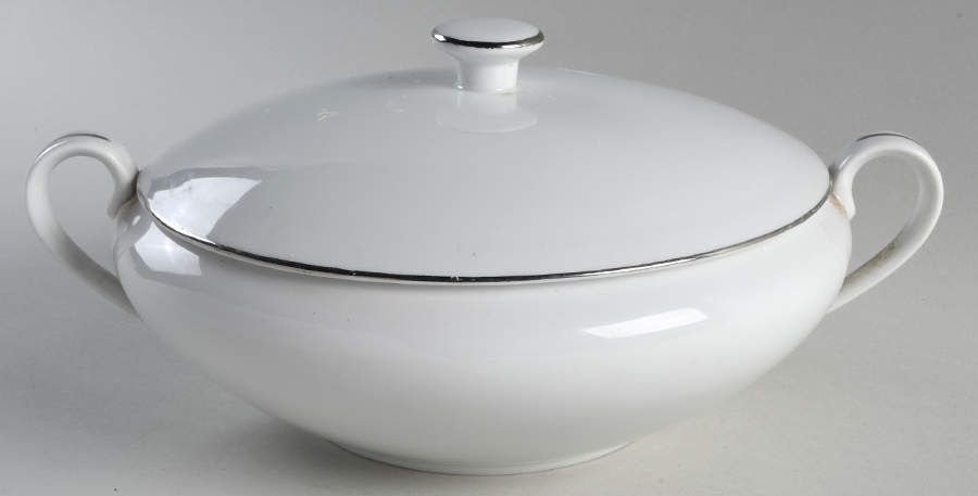 Silver White Round Covered Vegetable by Fine China of Japan-1