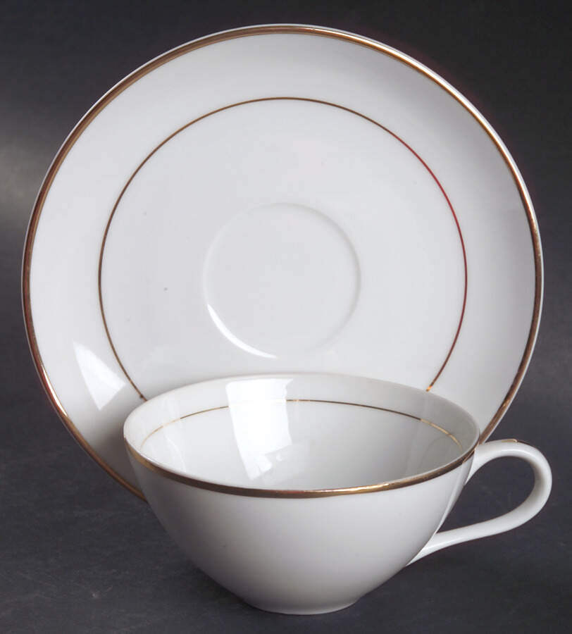 Sonnet (Gold Trim) Flat Cup & Saucer Set by Fine China of Japan-1