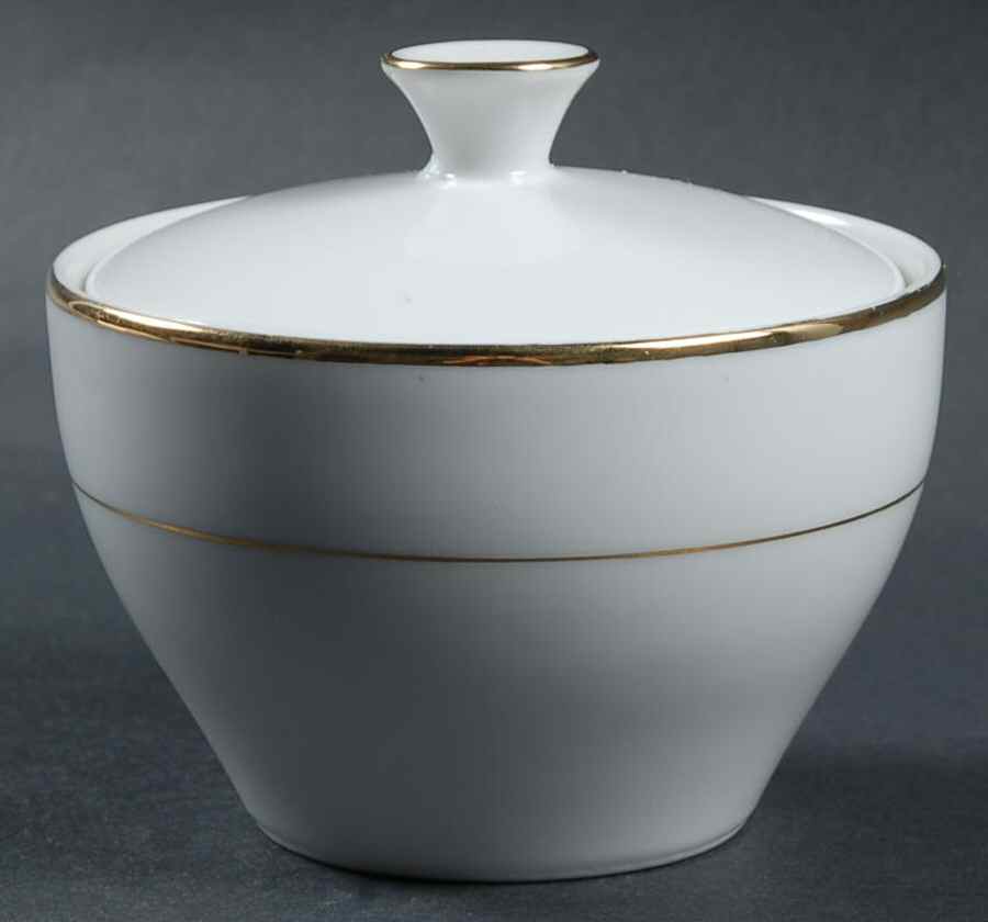 Sonnet (Gold Trim) Sugar Bowl & Lid by Fine China of Japan-1