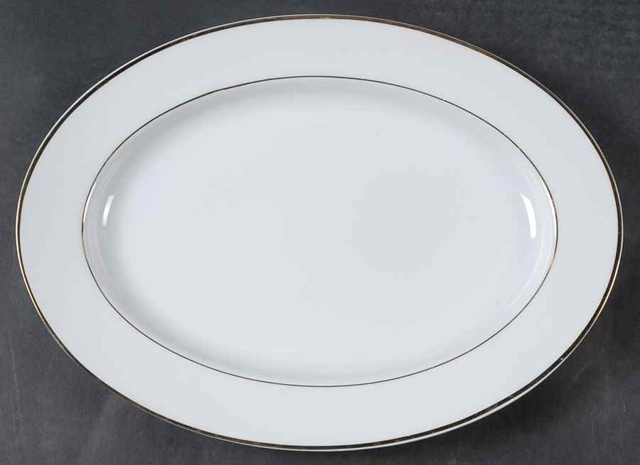 Sonnet (Gold Trim) 12" Oval Serving Platter by Fine China of Japan-1