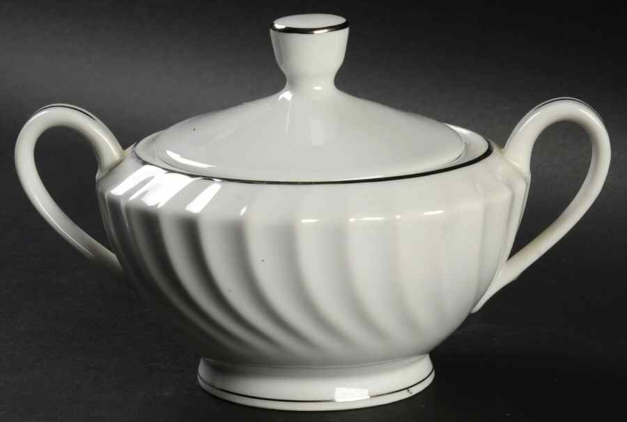 Swirl Sugar Bowl & Lid by Fine China of Japan-1