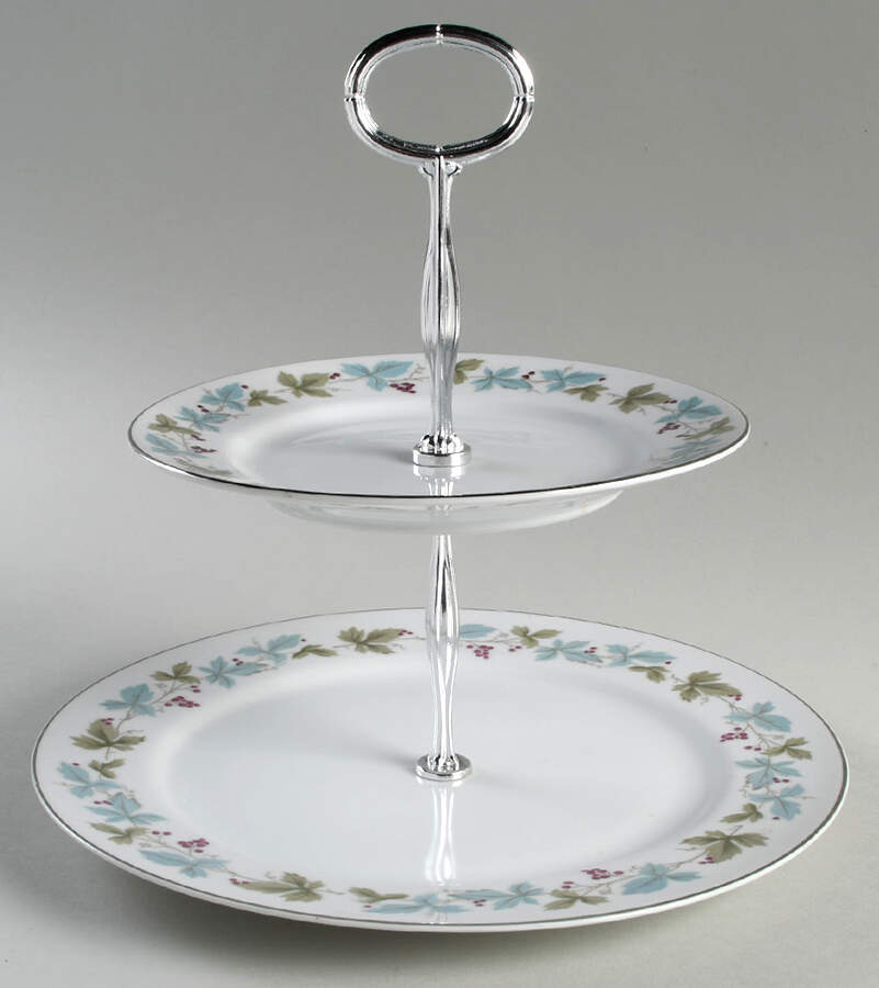 Vintage 6 5/8"-10"  2 Tiered Serving Tray (Dp, Sp) HC by Fine China of Japan-1