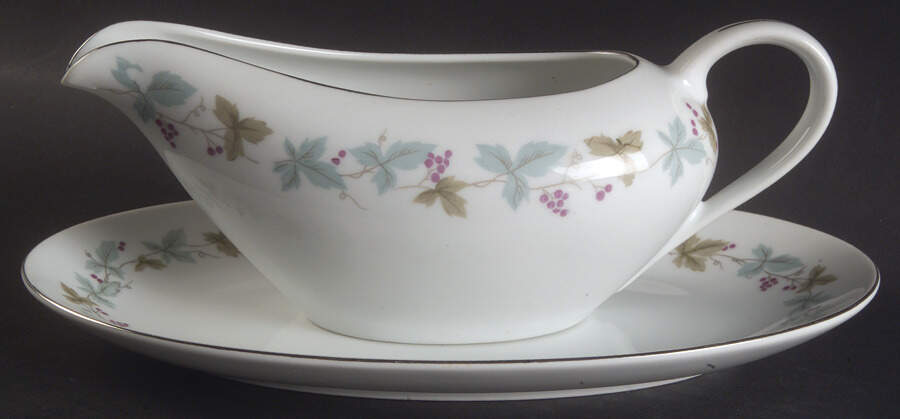 Vintage Gravy Boat & Underplate/Relish by Fine China of Japan-1