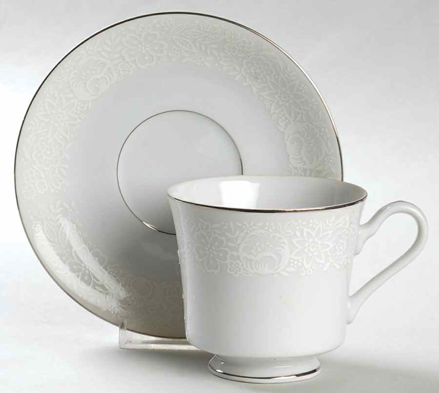 White Mist Footed Cup & Saucer Set by Fine China of Japan-1