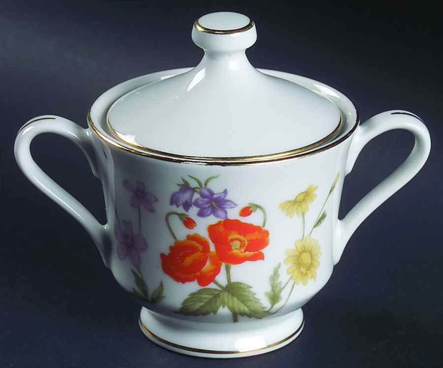 Wild Flower Sugar Bowl & Lid by Fine China of Japan-1