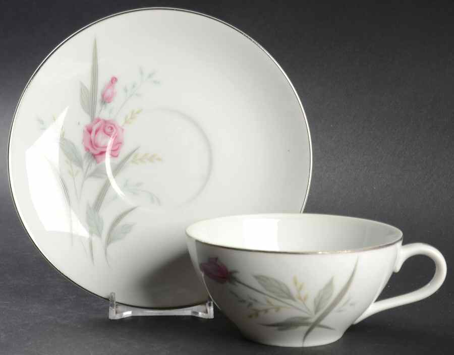 Windsor Rose Flat Cup & Saucer Set by Fine China of Japan-1