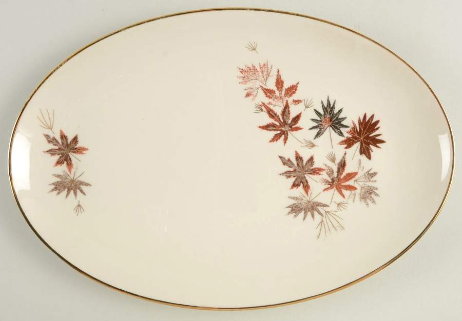 Autumn Symphony (Cream Background) 12" Oval Serving Platter by Fine Arts-1