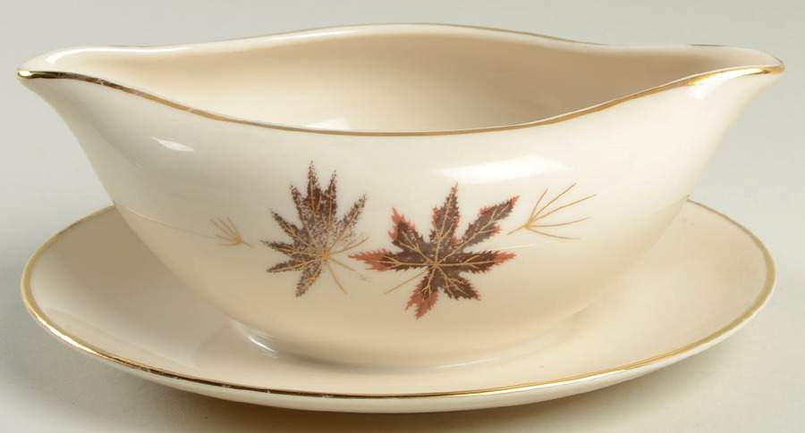 Autumn Symphony (Cream Background) Gravy Boat with Attached Underplate by Fine Arts-1