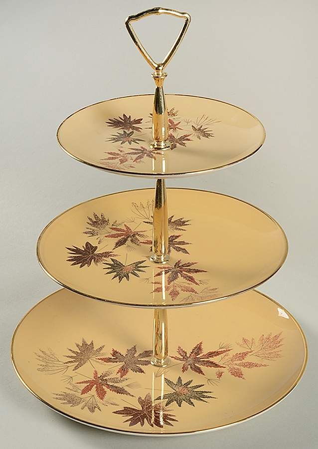 Autumn Symphony (Yellow Background) 3-Tiered Serving Tray (DP, SP, BB) by Fine Arts-1