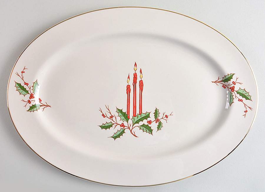 Christmas (Rim) 15" Oval Serving Platter by Fine Arts-1