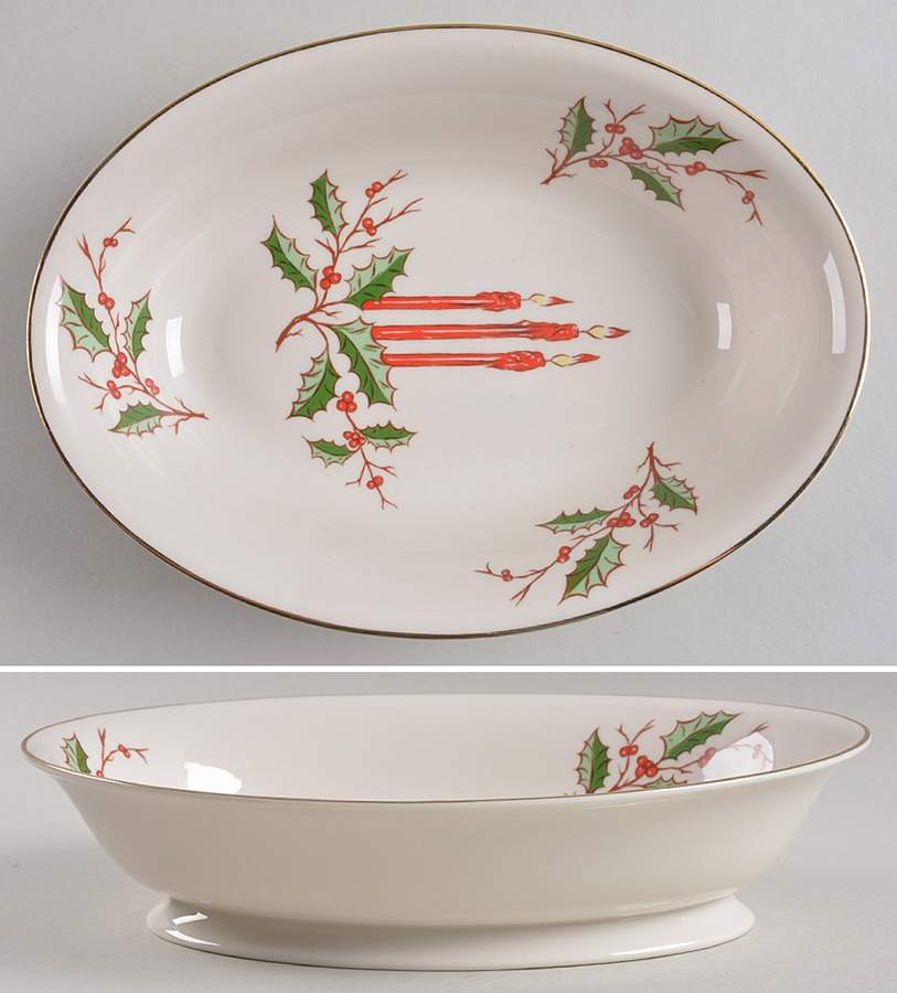 Christmas (Rim) 10" Oval Vegetable Bowl by Fine Arts-1
