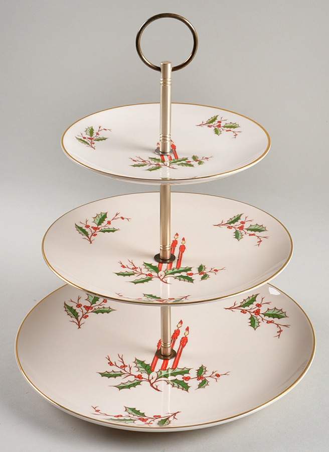 Christmas (Coupe) 3-Tiered Serving Tray (DP, SP, BB) by Fine Arts-1