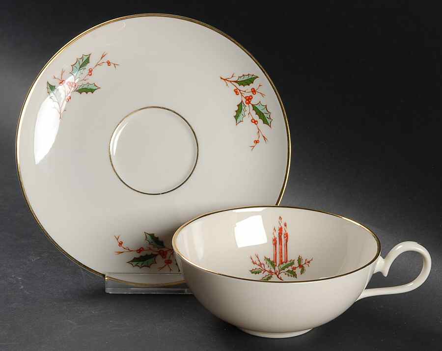 Christmas (Coupe) Flat Cup & Saucer Set by Fine Arts-1