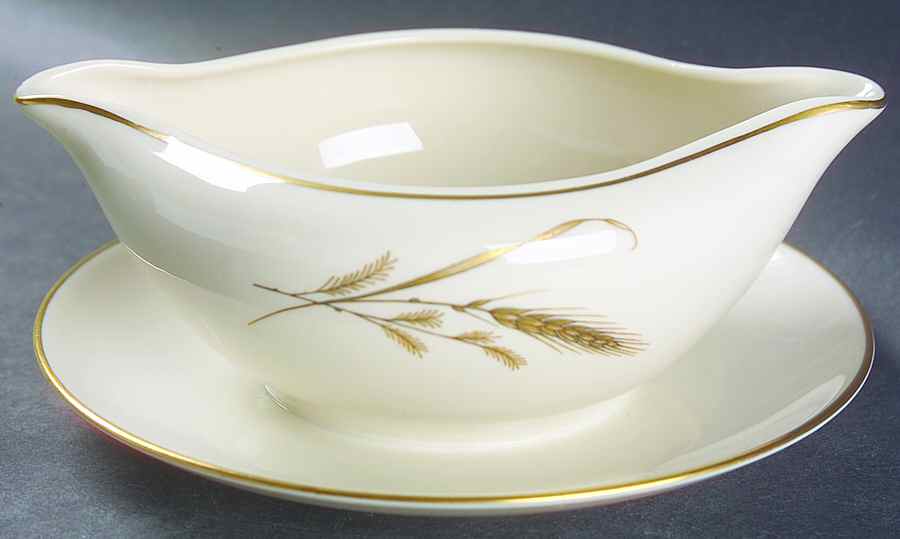 Golden Harvest Gravy Boat with Attached Underplate by Fine Arts-1