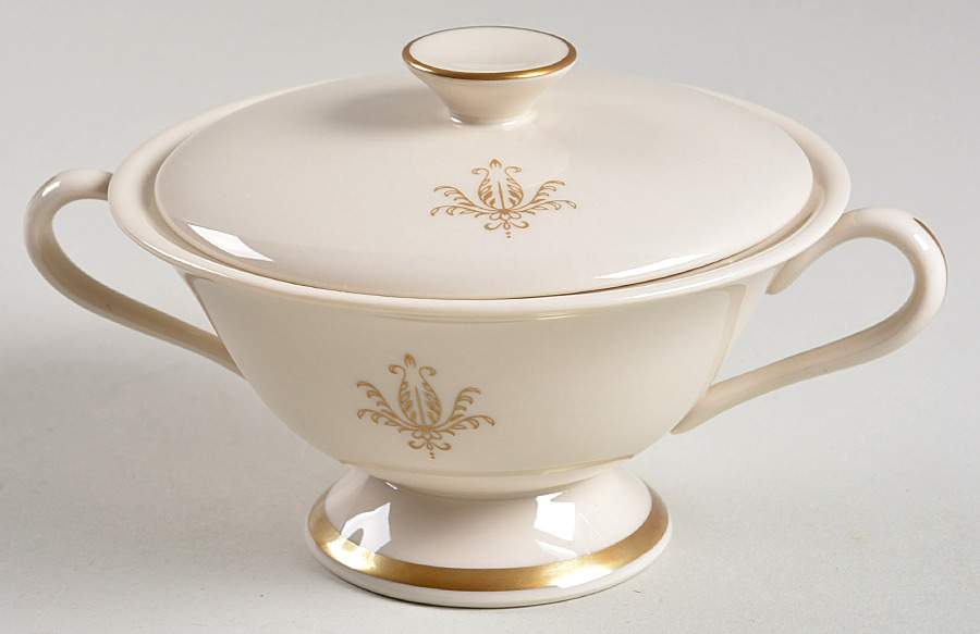 Kenwood Castle Gold and White Sugar Bowl & Lid by Fine Arts-1