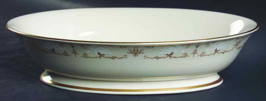 Kenwood Castle Gold and White 10" Oval Vegetable Bowl by Fine Arts-1