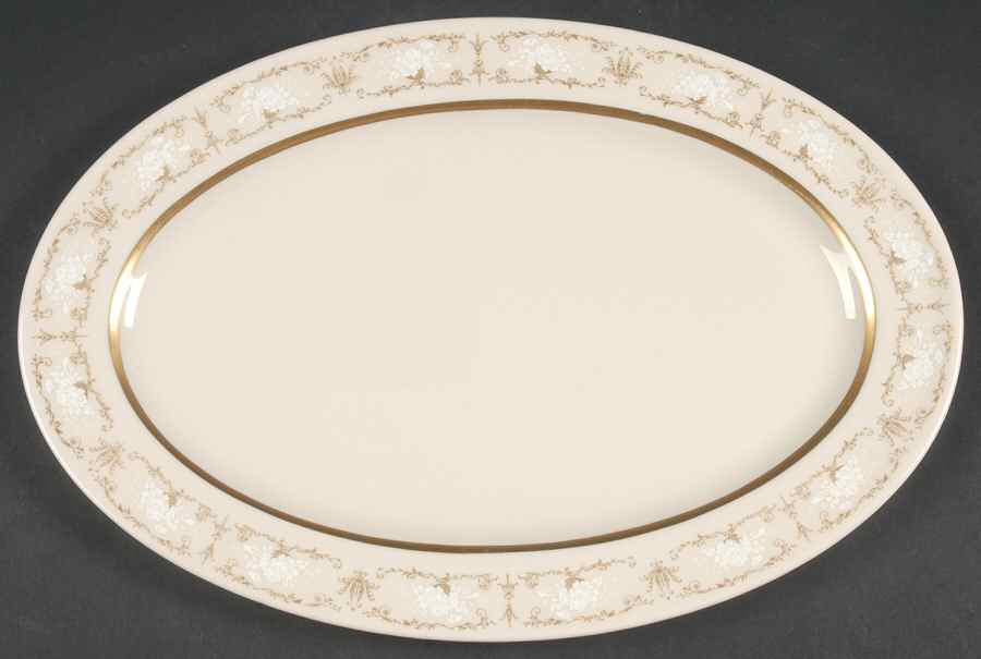 Kenwood Castle Gold and White 13" Oval Serving Platter by Fine Arts-1