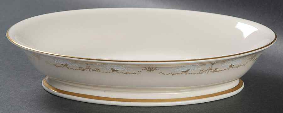Kenwood Castle Gold and White 8" Oval Vegetable Bowl by Fine Arts-1