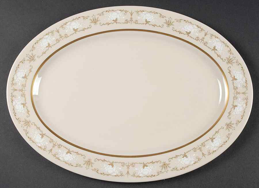 Kenwood Castle Gold and White 15" Oval Serving Platter by Fine Arts-1
