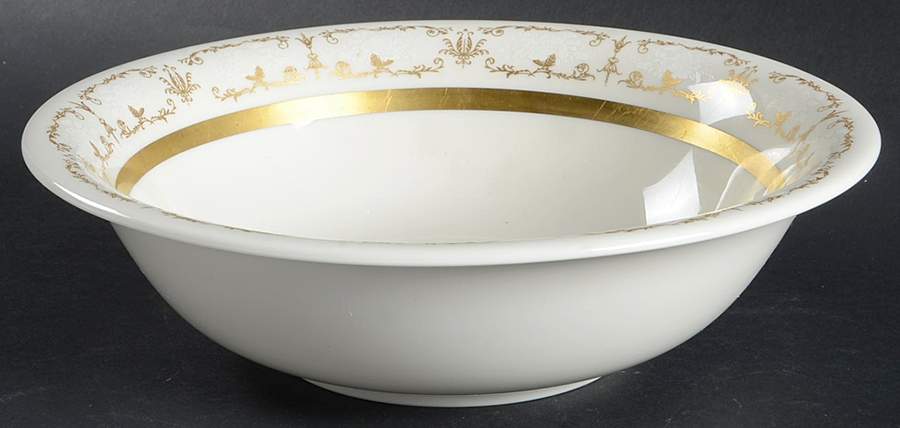 Kenwood Castle Gold and White 9" Round Vegetable Bowl by Fine Arts-1