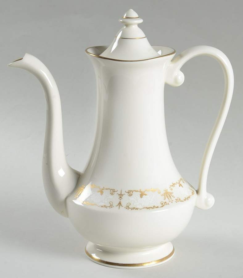 Kenwood Castle Gold and White Coffee Pot & Lid by Fine Arts-1