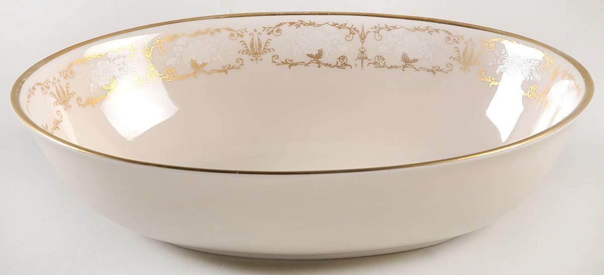 Kenwood Castle Gold and White 9" Oval Vegetable Bowl by Fine Arts-1