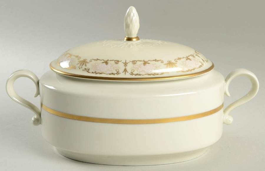 Kenwood Castle Gold and White Oval Covered Vegetable by Fine Arts-1