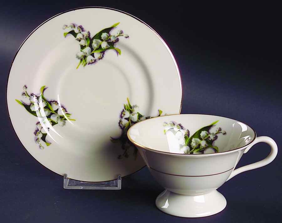 Lily of The Valley Footed Cup & Saucer Set by Fine Arts-1