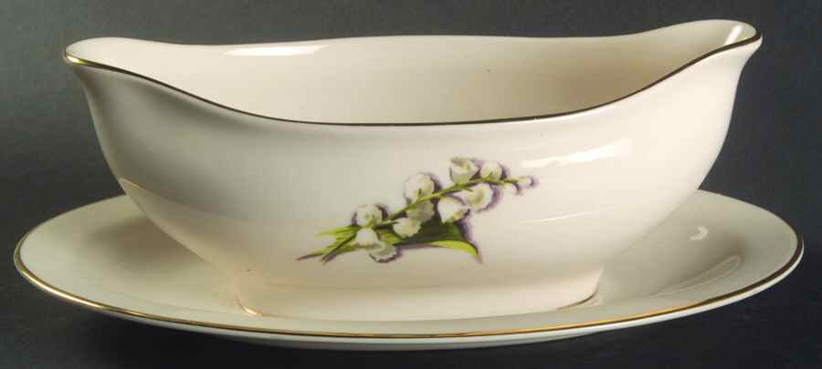 Lily of The Valley Gravy Boat with Attached Underplate by Fine Arts-1
