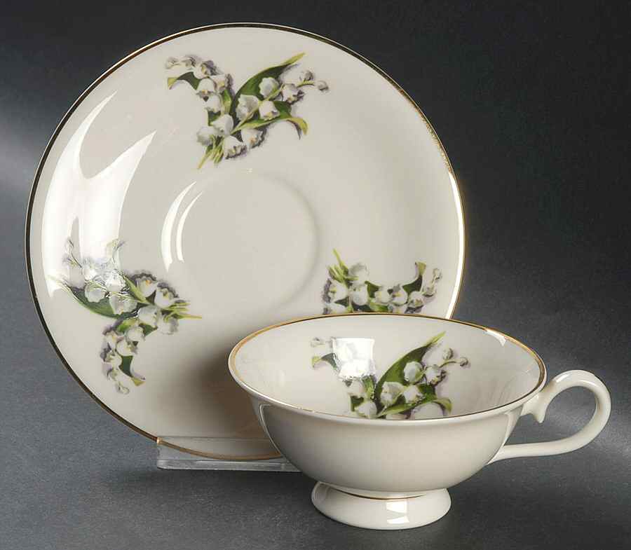 Lily of The Valley Footed Cup & Saucer Set by Fine Arts-1