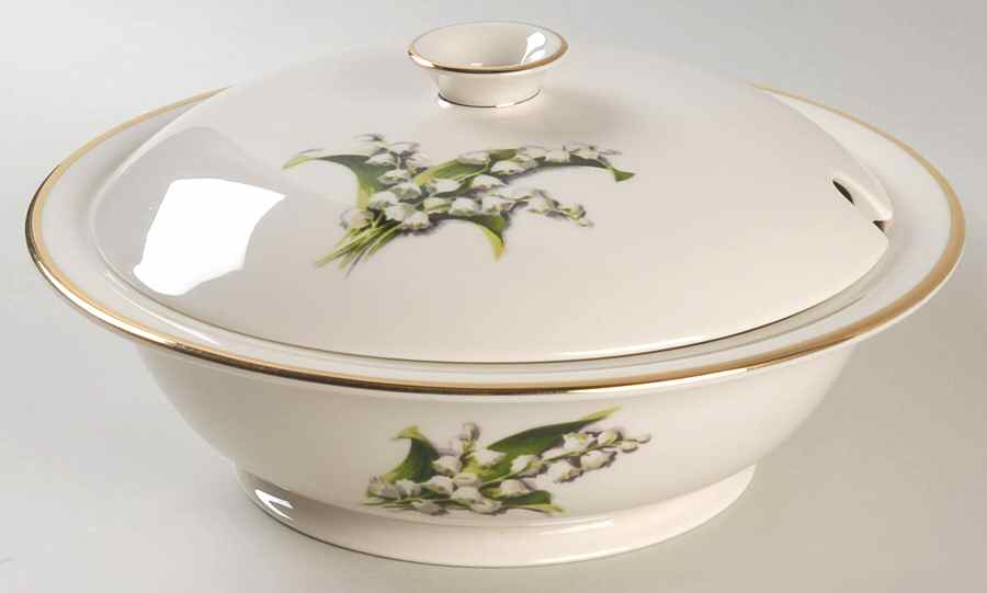 Lily of The Valley Round Covered Vegetable by Fine Arts-1