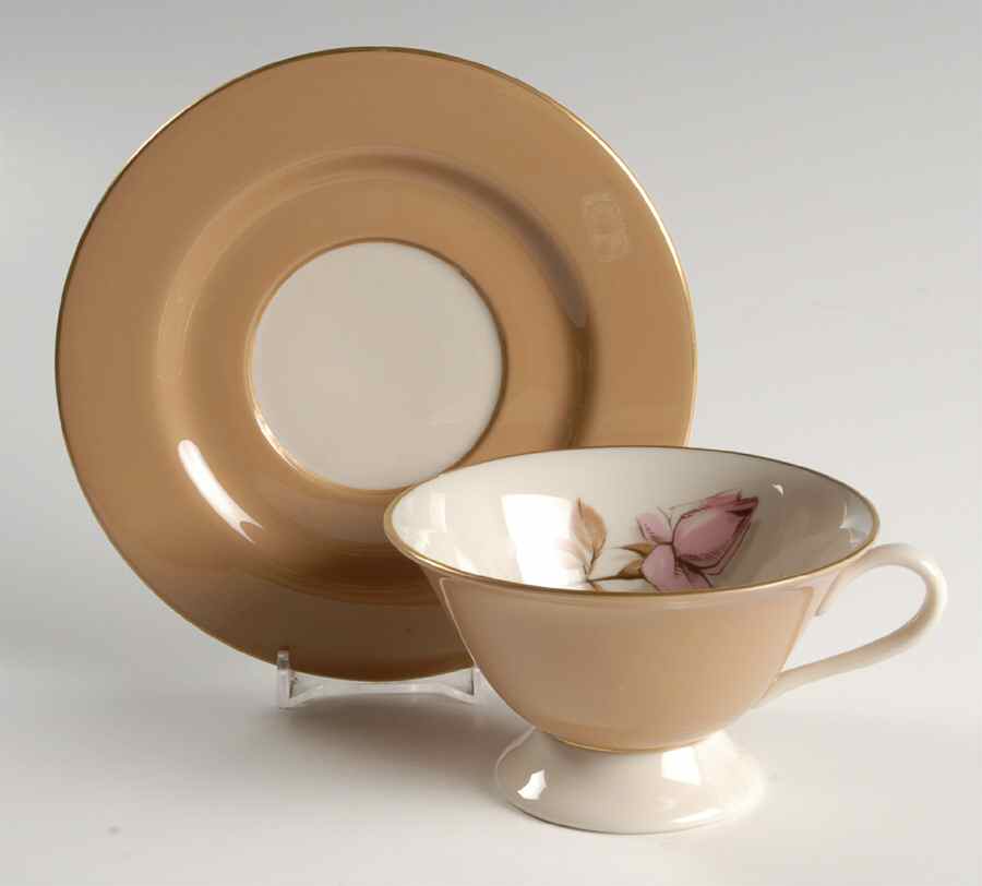 Mission Rose Footed Cup & Saucer Set by Fine Arts-1
